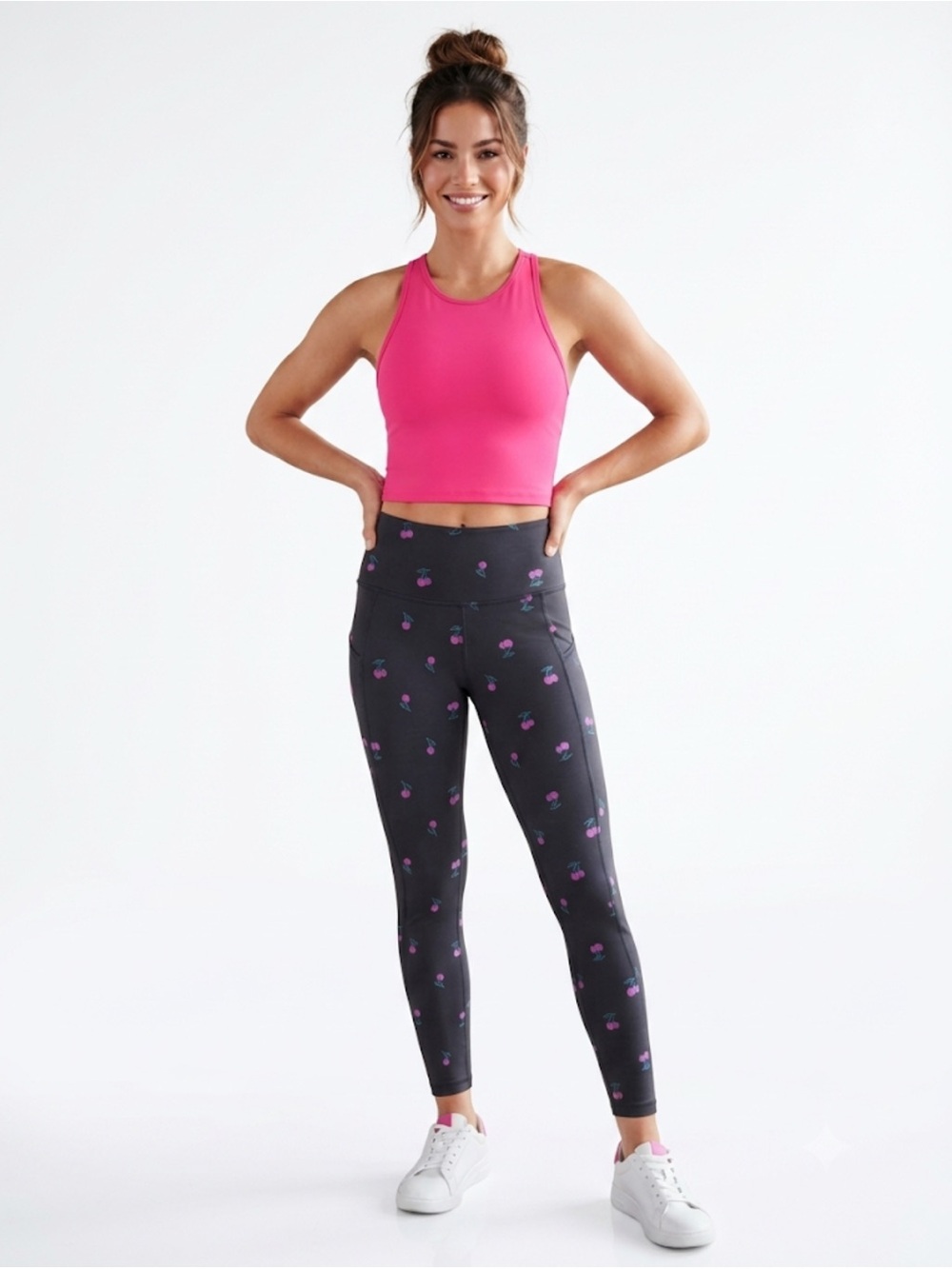NWT J.Crew x New Balance Cherry Print Crop Leggings - Navy / XS